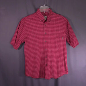 Woolrich Button‎ Down Red Plaid Shirt 100% Cotton Mens Size Medium Rugged